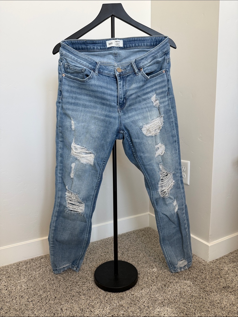 BKE Light Blue Distressed Skinny Jeans